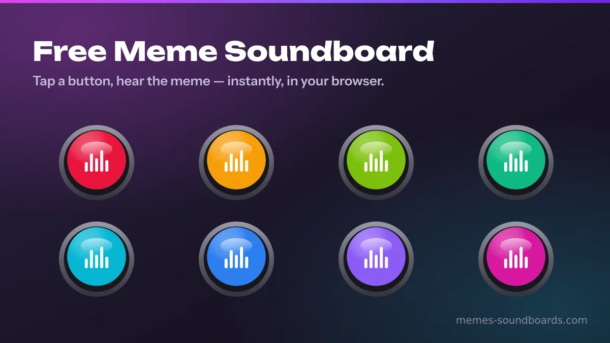 Free meme soundboard — a grid of colourful arcade-style sound buttons Free meme soundboard — a grid of colourful arcade-style sound buttons